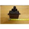 Image 7 : Indonesian Hardwood Box w/ Seated Man on Lid & Handles 6" x 2.5" x 7"H