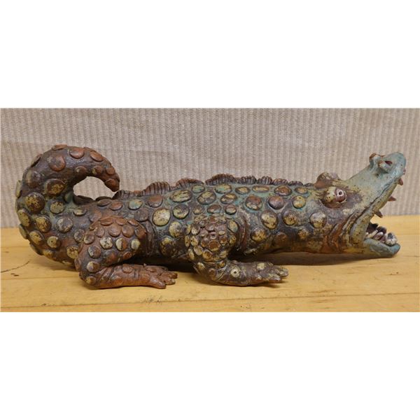 Ceramic Crocodile Sculpture 6.5" x 16" x 4"H