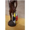 Image 3 : Carved Wooden African Warrior Figure 3.5" x 13"H