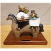 Image 1 : Couple w/ Baby on Horse Ceramic Sculpture on Stand by Rodo Padilla 11" x 7" x 9.5"H