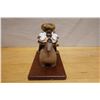 Image 5 : Couple w/ Baby on Horse Ceramic Sculpture on Stand by Rodo Padilla 11" x 7" x 9.5"H