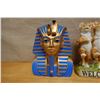 Image 2 : Qty 3 Figurines: Egyptian King Tut Bust, 3 Cat Welcome Statue & Zebra, Misc Sizes