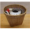 Image 1 : Chinese Tea Set w/ Porcelain Tea Pot & Woven Wicker Warming Basket, Misc Sizes (no lids)