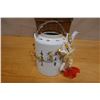 Image 4 : Chinese Tea Set w/ Porcelain Tea Pot & Woven Wicker Warming Basket, Misc Sizes (no lids)