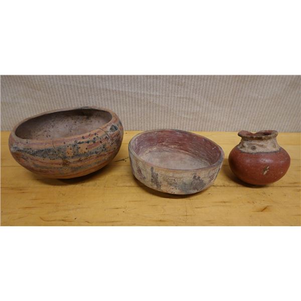 Qty 3 Pre-Columbian Pottery Jars, Misc Sizes