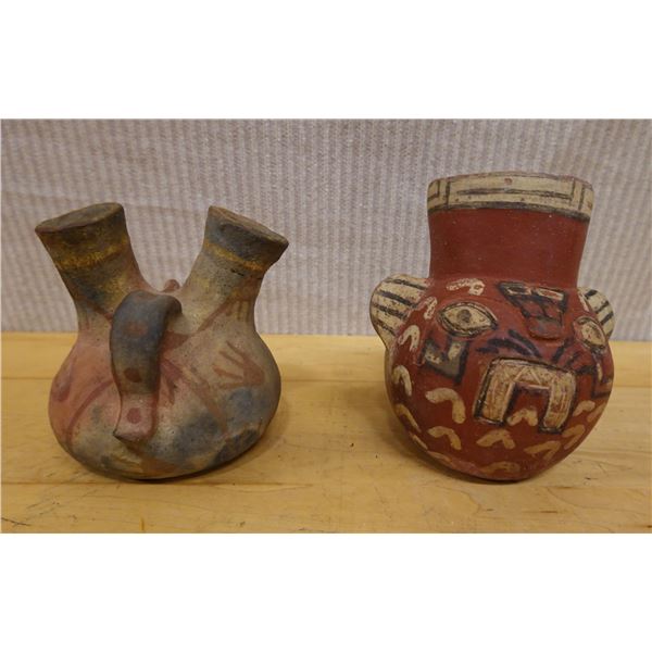 Qty 2 South American Pottery Vessels, Misc Sizes
