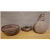Image 1 : Qty 3 Pre-Columbian Pottery Vessels: Bowl, Flask & Animal Ewer, Misc Sizes (repaired)