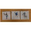 Image 1 : Qty 3 Chinese Tiles w/ Painted Figures Signed LR 5" x 5"