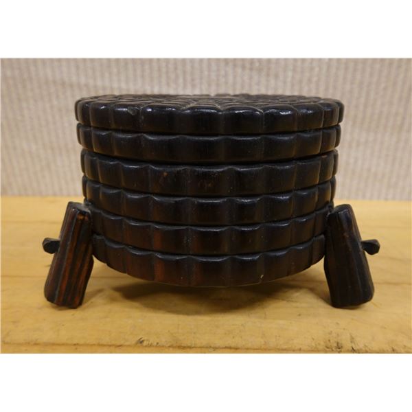 Round Container on 3 Legs w/ Hinged Lid 6.5" Dia, 4.5"H