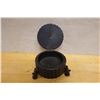 Image 2 : Round Container on 3 Legs w/ Hinged Lid 6.5" Dia, 4.5"H