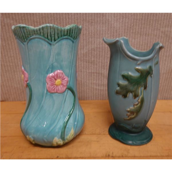 Qty 2 Weller Pottery Vases Misc Sizes