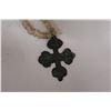 Image 4 : Beaded Necklace w/ Metal Patina Cross Pendant 34"L
