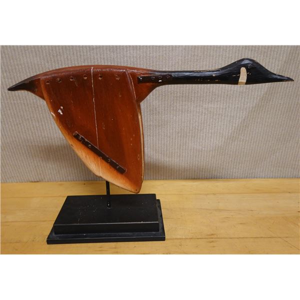 Carved Wooden Goose on Stand 21" x 14"H