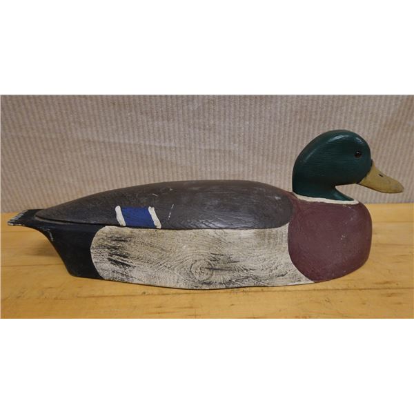 Carved Wooden Decoy Duck 19" x 6"H