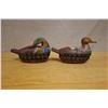 Image 2 : Qty 2 Wooden Beaded Duck Boxes 11" x 6"H