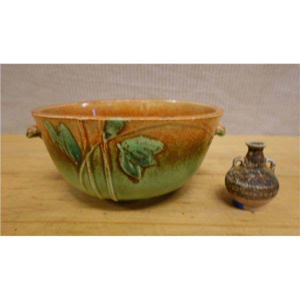 Japanese Art Pottery Bowl & Small Vase, Misc Sizes