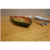 Image 2 : Floral Leaf Dish, Woven Tray, Stoneware Plate & 2 Metal Utensils, Misc Sizes