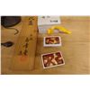 Image 6 : Set Japan Tea Ceremony Utensils: Tiered Lacquer Box, Wooden Stand, Plaque, Spoon, etc Misc Sizes
