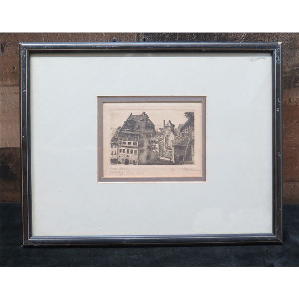 Orig Road German Artwork by Hansen 13" x 10", Framed & Matted