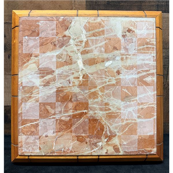 Marble Chess Board w/ Drawer in Koa Frame 14" x 14"