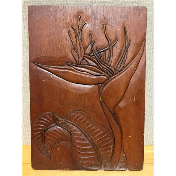 Hawaii Wooden Carved Bird of Paradise 13.5" x 19"