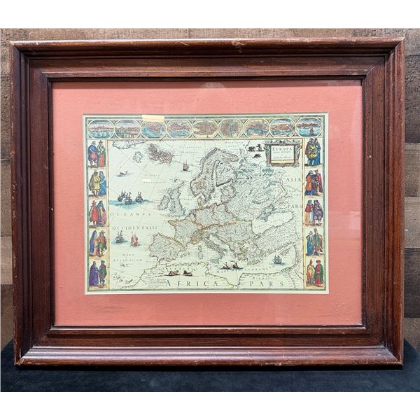 Map of Evropa a Guilielmo Blaeuw Print 20.5" x 24", Framed & Matted