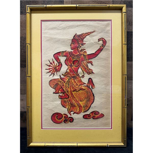 Thai Temple Rubbing Artwork 16.5" x 13.5", Framed