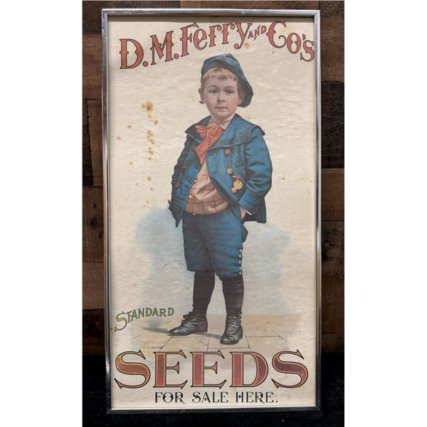 D.M. Ferry and Co's Standard Seeds for Sale Here Print 12.5" x 24", Framed