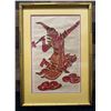 Image 1 : Thai Temple Rubbing Artwork 17" x 24", Framed