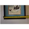 Image 7 : Panda w/ Squirrel Artwork w/ Asian Calligraphy Mark, Framed & Matted 16.5" x 18"