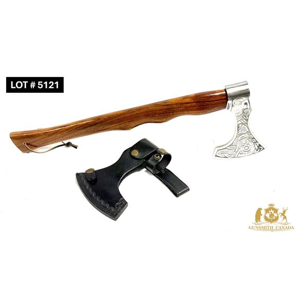 AXE – MADE OF ETCHED CARBON STEEL WITH LEATHER SHEATH