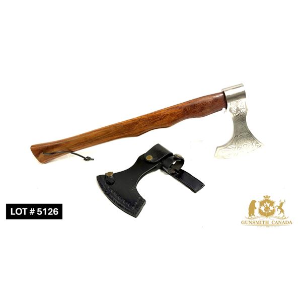 AXE – MADE OF ETCHED CARBON STEEL WITH LEATHER SHEATH
