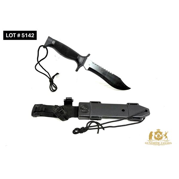 SNAKE EYE TACTICAL BLACK KNIFE WITH SHEATH