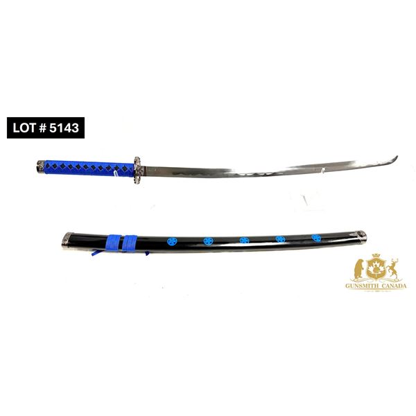SNAKE EYE SWORD, BLUE CORD WRAPPED HANDLE, CARBON STEEL THICK BLADE