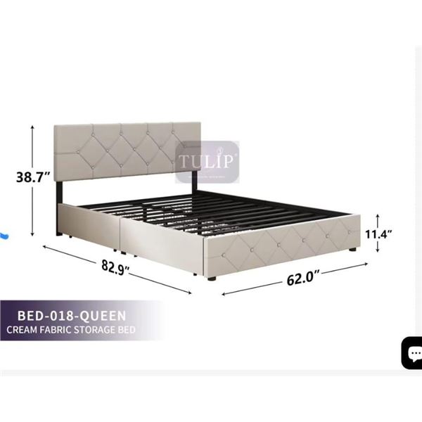 Tulip Bed frames- New in Box (Cream Fabric)