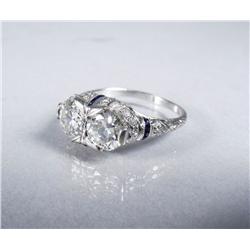 A Ladies Platinum, Diamond and Sapphire Ring,