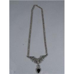 A Silver Marcasite and Black Onyx Necklace.