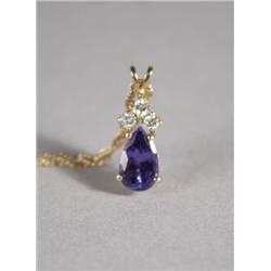 A Ladies 18 kt Yellow Gold, Tanzanite and Diamond Pendant Necklace,