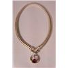 Image 1 : A 14 kt Yellow Gold, Diamond and Garnet Necklace,