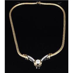 A Ladies 14 kt Yellow and White Gold, Diamond Necklace,