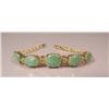 Image 2 : A 14 kt Yellow Gold, Jade and Diamond Bracelet,