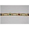 Image 4 : A Ladies 18 kt Yellow Gold, Ruby, Sapphire and Emerald Segmented Line Bracelet,