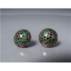 A Pair of Silver Enamelled Earrings.