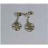 Image 1 : A Pair of 14 kt Yellow Gold Drop Earrings with Chinese Motif.
