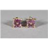 Image 1 : A Pair of 18 kt Yellow Gold and Natural Untreated Square Cut Amethyst Earrings,