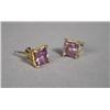 Image 2 : A Pair of 18 kt Yellow Gold and Natural Untreated Square Cut Amethyst Earrings,