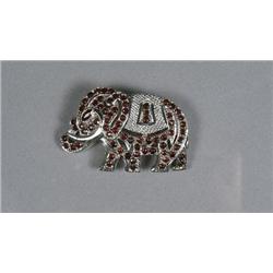 A Sterling Silver and Garnet Elephant Form Brooch,