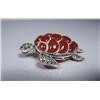 Image 2 : A Sterling Silver Marcasite and Carnelian Kinetic Turtle Form Brooch,