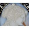 Image 3 : A Carved Russian Agate Cameo with 18 kt Yellow Gold, Diamond and Pearl Frame with Black and White En