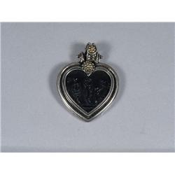 A Sterling Silver and Gold Vermeil Glass Relief Pendant,